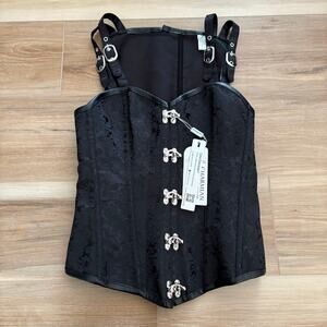 Charmian Gothic Steampunk Brocade Steel Boned Waist Cincher Corset Vest L